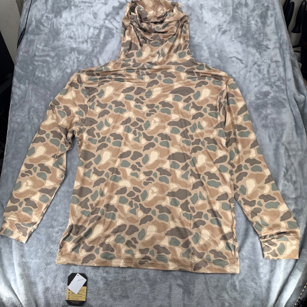 Burlebo Mens Performance Hoodie Large Retro Duck Camo UPF 50 SunNWT - Picture 6 of 9